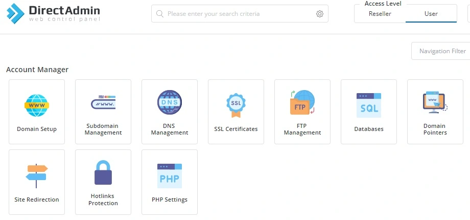 Menu dan Fitur Control Panel DirectAdmin
